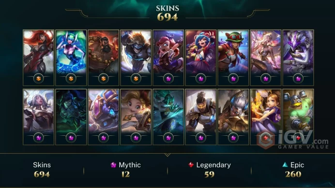 EUW | 694 SKIN | 110K+ BE | 612 LVL | PLATIN III | MAIL CHANGEABLE LEAGUE OF LEGENDS ACCOUNT