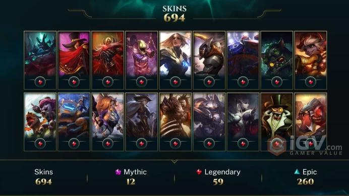 EUW | 694 SKIN | 110K+ BE | 612 LVL | PLATIN III | MAIL CHANGEABLE LEAGUE OF LEGENDS ACCOUNT