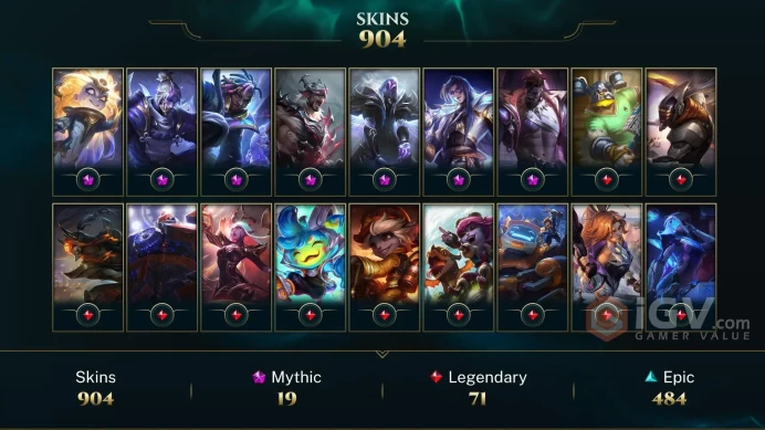 EUW | 904 SKIN | PLATIN IV | 1006 LVL | 23K+ BE | MAIL CHANGEABLE LEAGUE OF LEGENDS ACCOUNT