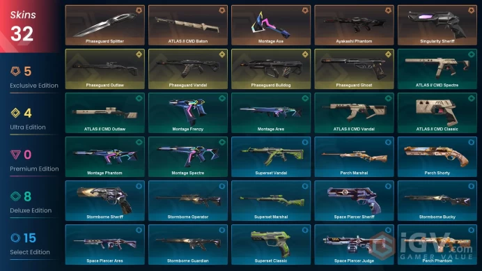 EU [ 32 TOP SKINS + 3 KNIFE ] Phaseguard Splitter + Phaseguard Vandal + Ayakashi Phantom + Phaseguard Ghost / full acces