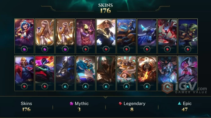 LAS EMAIL CHANGEABLE 172 CHAMPIONS 176 SKINS Prestige K/DA Kai'Sa 2X