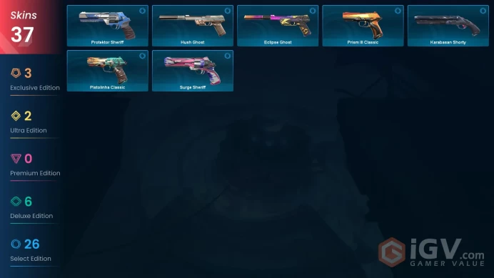 AP | 37 skins | Last Rank Platinum 3 | RGX 11z Pro Firefly | Elderflame Vandal | Hivemind Sword | Protocol 781-A Sheriff | L5272