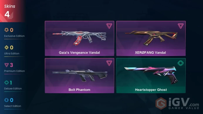AP | 4 skins | Gaia's Vengeance Vandal | XERØFANG Vandal | Bolt Phantom | Heartstopper Ghost | C8807