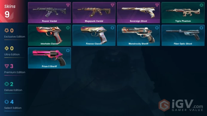 9 Skin // EU-TR // Reaver Vandal + Magepunk Vandal + Sovereign Ghost // FULL Access // Valorant Best Skins // Bronze 3