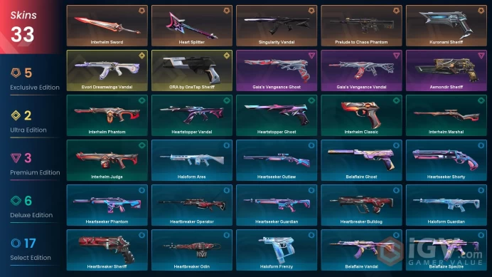 EU [ 33 TOP SKINS + 3 KNIFE ] Evori Vandal + Singularity Vandal + ORA by OneTap Sheriff + Prelude to Chaos Phantom+Kuronami Sheriff / full acc