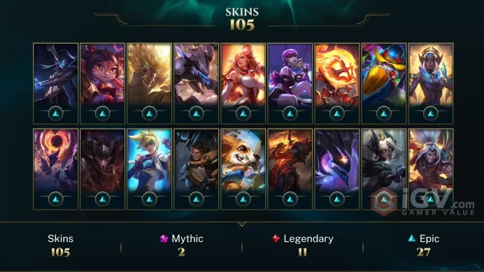 【TR 】Level 263    150 Champ/ 105 Skins   Full Access  High Quality Account  Instant Delivery️