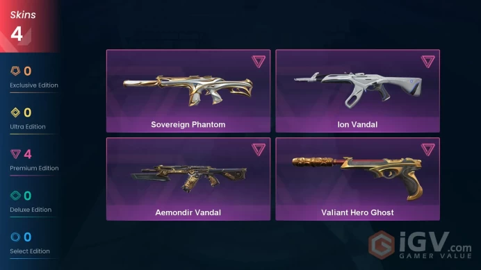 EU | 4 skins | Ion Vandal | Aemondir Vandal | Sovereign Phantom | Valiant Hero Ghost | T8807