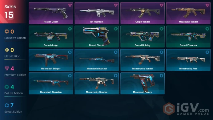 EU Full Access | 15 Skins Magepunk Vandal + Origin Vandal + Ion Phantom + Reaver Ghost + more | Last Rank Iron 3 