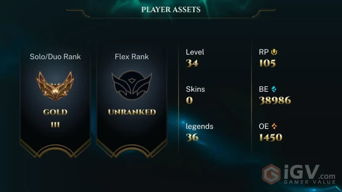 [EUW] S2026 -  Gold 3 - 9W - 15L - 38K Be - 105 RP - Honor 4 - Safe - Instant Delivery