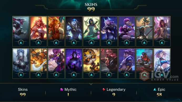 [D126] NA/EUW/OCE/JP/ 172 heroes / 99skins /  Instant Delivery/ Can change bound email and password/Can be transferred to any server