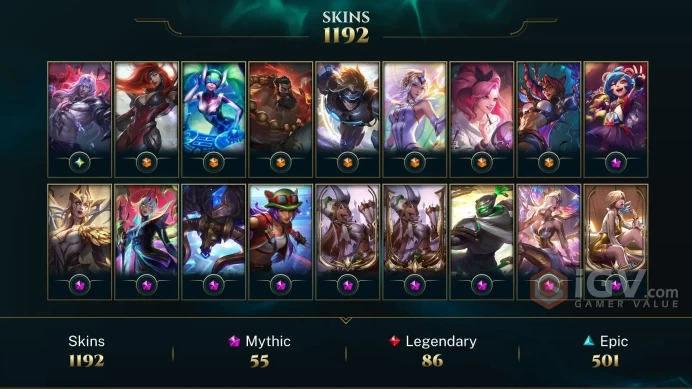 EUW | 1192 SKIN | 879 LVL | 73K+ BE | SILVER IV | MAIL CHANGEABLE LEAGUE OF LEGENDS ACCOUNT
