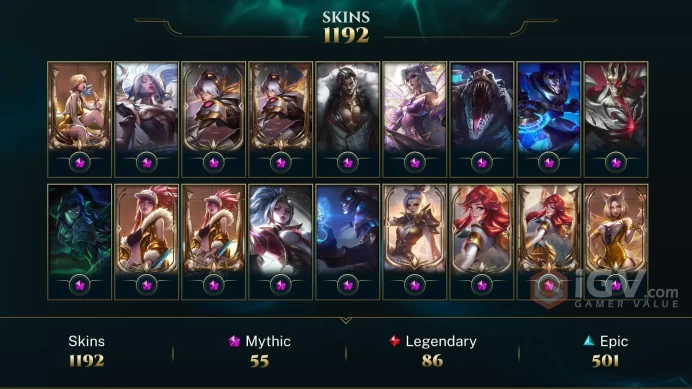 EUW | 1192 SKIN | 879 LVL | 73K+ BE | SILVER IV | MAIL CHANGEABLE LEAGUE OF LEGENDS ACCOUNT