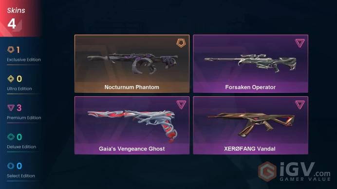 AP | 4 skins | Nocturnum Phantom | XERØFANG Vandal | Forsaken Operator | Gaia's Vengeance Ghost | D4284