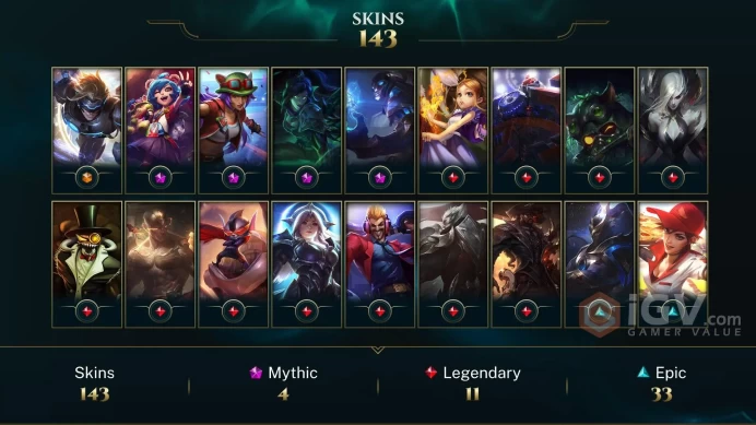 【TR 】Level 299    150 Champ/ 143 Skins  Full Access   High Quality Account  Instant Delivery️