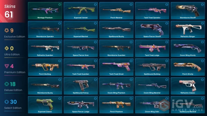 EU 61 skins | Montage Axe | ATLAS // CMD Baton | Sentinels of Light Vandal | Solarex Relic | Dolmir's Revenge Vandal | V0328