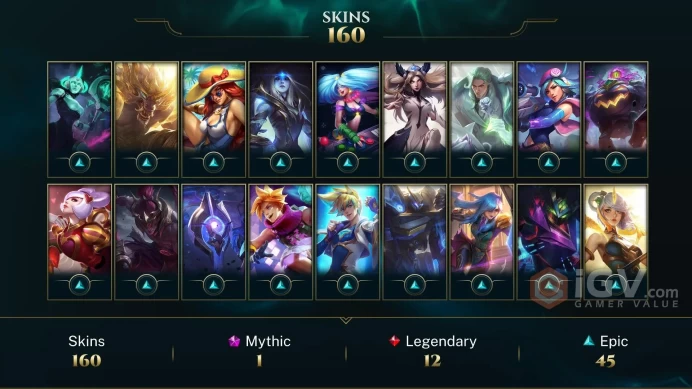 LAN -160+ PERFECT SKINS - 381 LVL - ALL CHAMPIONS -LAST SEASON HIGH MMR- EMAIL CHANGEABLE - INSTANT DELIVERY 