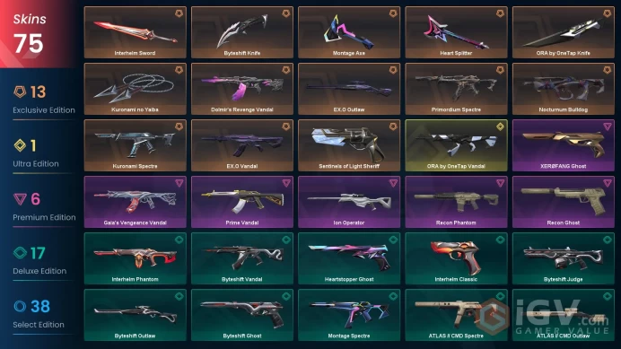 EU/TR - 16 Premium Skins-Kuronami no Yaiba-ORA by OneTap Knife-EX.O Vandal-Prime Vandal-Recon Phantom-XERØFANG Ghost-Ion Operator / Full Access
