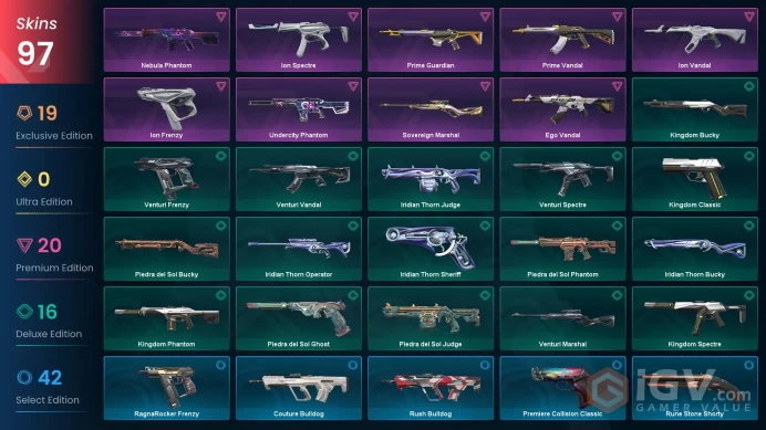 NA - LVL 133 - Unranked - 11 Knifes - 97 Skins (~89,915 VP) Prime Axe, Xenohunter Knife, Ion Karambit, Araxys Bio Harvester, Glitchpop Dagger, V