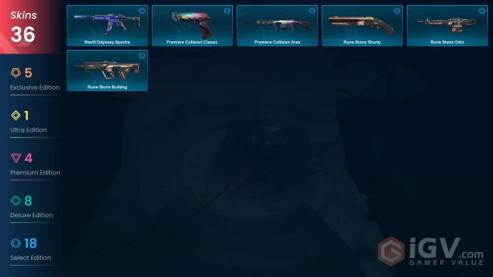 EU - LVL 81 - Unranked - 3 Knifes - 36 Skins (~21,825 VP) Xenohunter Knife, Reaver Karambit, Obsidiana, Sentinels of Light Vandal, Oni Phantom