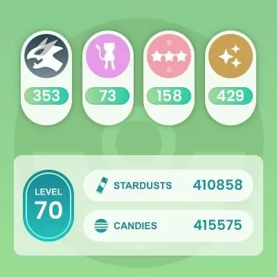 ACw1094 - Instinct | x465 legendary| x414 2000CP | x429 Shiny | x158 100IV | x6 Mewtwo (x5 SHADOW) x14 Groudon (x1 Shiny x1 100IV) x6 Rayquaza