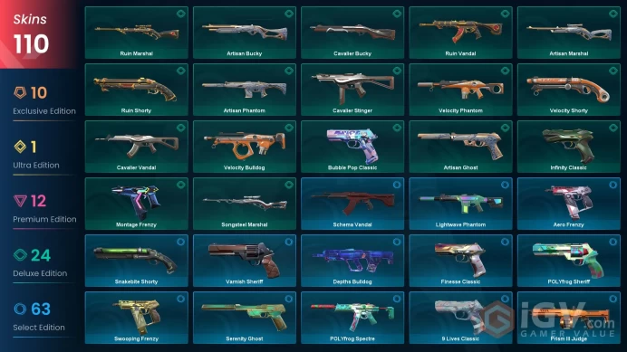 EU / 109 LUX SKINS (Elderflame Vandal+Reaver Vandal+Reaver Sheriff+RGX 11z Pro Vandal) + 7 KNIVES (Prism III Axe) / MAIL (FULL ACCESS)
