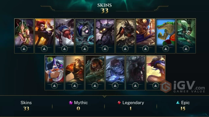 Europe West Victorious Maokai - Eternum Nocturne - Shadowfire Kindred - Lv 138 | 64 Champs | 33 Skins FULL ACCESS A10