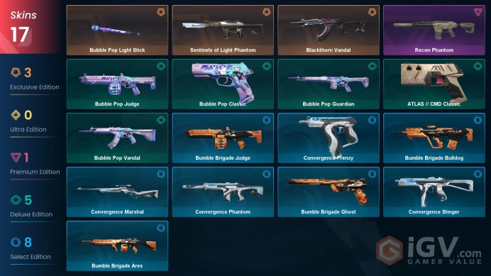 EU / 17 LUX SKINS (Blackthorn Vandal+Recon Phantom) + 1 KNIFFE (Bubble Pop Light Stick) / MAIL (FULL ACCESS)