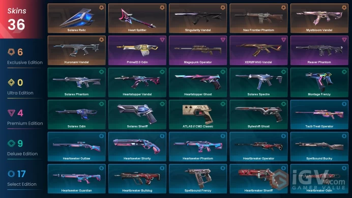 36 Skin // EU-TR // Kuronomi + Mystloom + Singularity + Xerofang + Neo Frontier + Reaver + Prime + Magepunk + 2 Knife // FULL Access // Silver 3