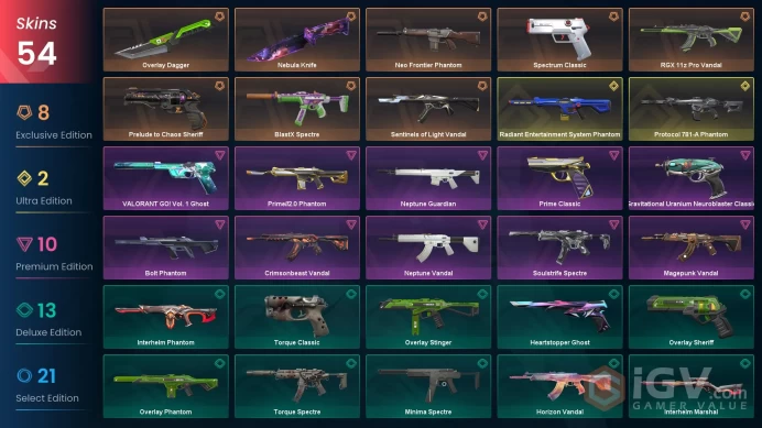 EU 54 skins | Radiant Entertainment System Phantom | Neo Frontier Phantom | Protocol 781-A Phantom | Spectrum Classic | BlastX Spectre | Sentine