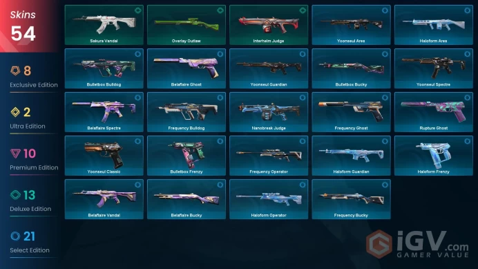 EU 54 skins | Radiant Entertainment System Phantom | Neo Frontier Phantom | Protocol 781-A Phantom | Spectrum Classic | BlastX Spectre | Sentine