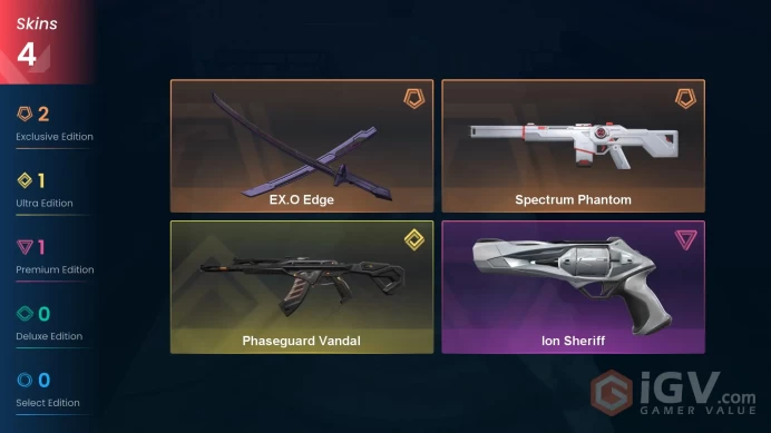 Eu-Europe | EX.O Edge | Phaseguard Vandal | Spectrum Phantom | Ion Sheriff | 4 Skins | Level 20 | Full Access