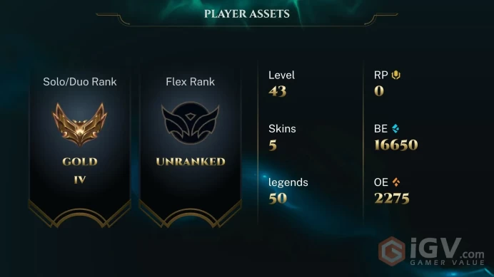 [EUW] - Gold IV / 5 Skins / Changeable Mail | Instant Delivery | Lifetime Warranty | 100% Handmade & Secure | 24/7 Support