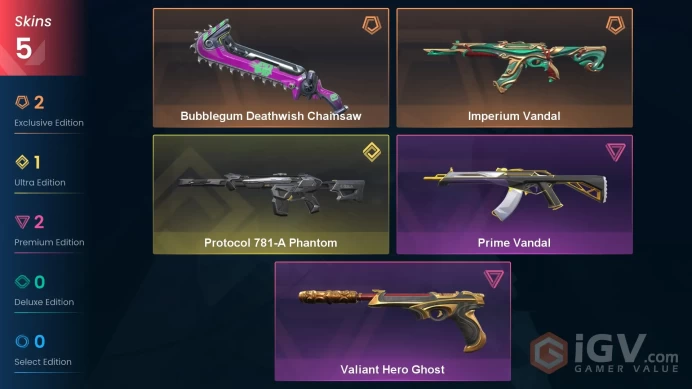 Eu-Europe | Bubblegum deathwsh chainsaw | Imperium Vandal | Protocol 781-A Phantom | Prime Vandal | Valiant Hero Ghost | 5 Skins | Level 20 | Fu