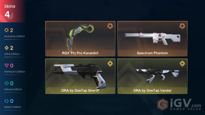 Na-Usa-Can | RGX 11z Pro Karambit | ORA by OneTap Vandal | Spectrum Phantom | ORA by OneTap Sheriff | 4 Skins | Level 20 | Full Acc