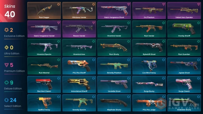 EU/TR - Ruin Dagger-Oni Phantom-Glitchpop Vandal-Reaver Vandal-Gaia's Vengeance Vandal-Valiant Hero Operator-Gaia's Vengeance Ghost/ Full Access