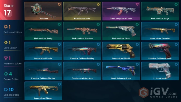 EU | Valorant Account | 17 Skins | Elderflame Vandal | Gaia's Vengeance Vandal | Obsidiana | Piedra del Sol Phantom | Immortalized Guardian