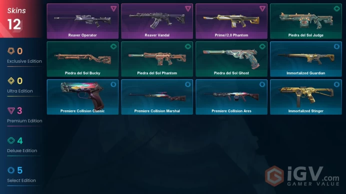 EU | Valorant Account | Reaver Operator | Reaver Vandal | Prime//2.0 Phantom | Piedra del Sol Phantom | Premiere Collision Marshal