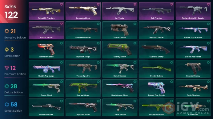 EU/TUR 71425 VP Champions 2025 Vandal Champions 2024 Phantom Celestial Fan Evori Dreamwings Vandal Singularity Vandal Sovereign Ghost Protocol