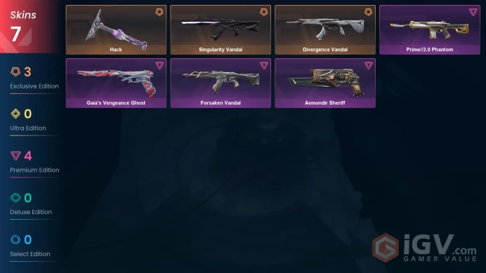 EU 7 skins 1 knifes | Hack | Singularity Vandal | Divergence Vandal | Forsaken Vandal | Aemondir Sheriff | Gaia's Vengeance Ghost | V0310