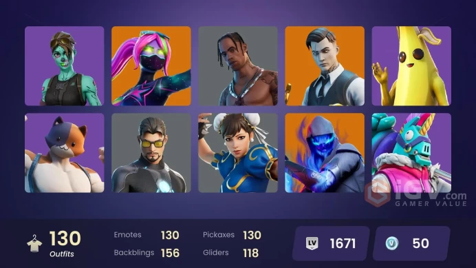 PC/PSN/Xbox/Nintendo 130 skins | Travis Scott | Leviathan Axe | Astro Jack | Gold Midas | Gold Meowscles | Gold Brutus | Cloud Striker | Point P