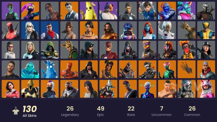 PC/PSN/Xbox/Nintendo 130 skins | Travis Scott | Leviathan Axe | Astro Jack | Gold Midas | Gold Meowscles | Gold Brutus | Cloud Striker | Point P