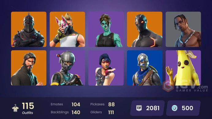 PC/PSN/Xbox/Nintendo 114 skins | Black Knight | Travis Scott | Mako | Floss | Sparkle Specialist | The Reaper | Blue Squire | Royale Knight | El