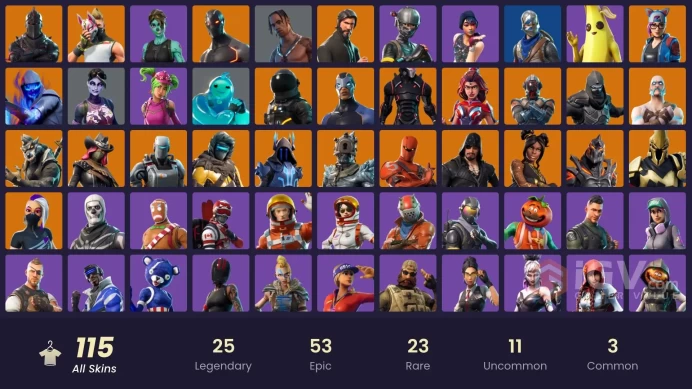 PC/PSN/Xbox/Nintendo 114 skins | Black Knight | Travis Scott | Mako | Floss | Sparkle Specialist | The Reaper | Blue Squire | Royale Knight | El