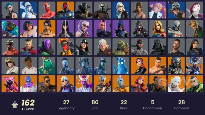 PC/PSN/Xbox/Nintendo 162 skins | Arcane Jinx | Era | Joey | Predator | The Imagined | Snap | Zeus | Kymera | Spectra Knight | The Ageless | Mena