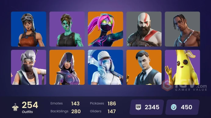 [ALL PLATFORMS}-254 Skin-Travis Scott-Rue-Kratos-Glow-Leviathan Axe-Renegade Raider-FULL ACCESS-