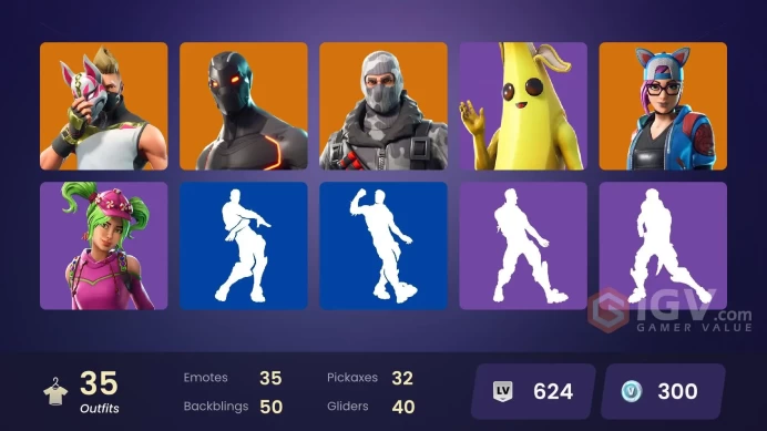 34 skins | Havoc | Ride The Pony | Mako | Snowflake | Omega (stage 5) | Sub Commander | Rogue Agent | Calamity | Drift | Carbide | Hybrid
