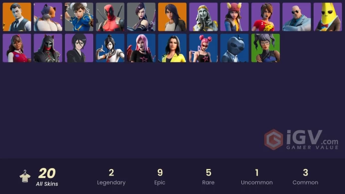 PSN/XBOX/PC- 19 skins | Gold Midas | Tart Tycoon | Gear Specialist Maya | Psylocke | Deadpool | Chun-Li | Skye | Brutus | Stoneheart | Isabelle