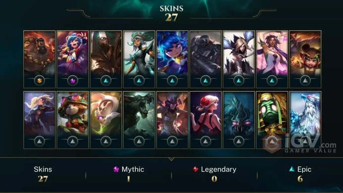 EUW -UNRANKED - 97 Champ - 27 Good Skins(1 Ultimate, 1 Mythic, 6 Epic) - 12K BE - 205 LVL S4 ACC - FULL ACCES - CHEAP