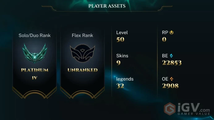 [EUW] S16 - SPLIT 1 - Platinum 4 - 6 Win 6 Lose - 30 LP Gain - 22.8 K BE - Ranked Ready - Insta Delivery -Full Access