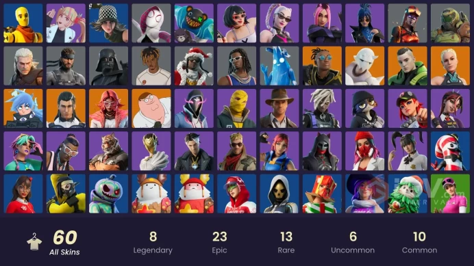 [Code 9686] [PC] 60 skins | Peter Griffin | Snap | The Ageless | Malik | Valeria | Nezumi | Paradigm (Reality-659) | Twyn | Darth Vader | Spider